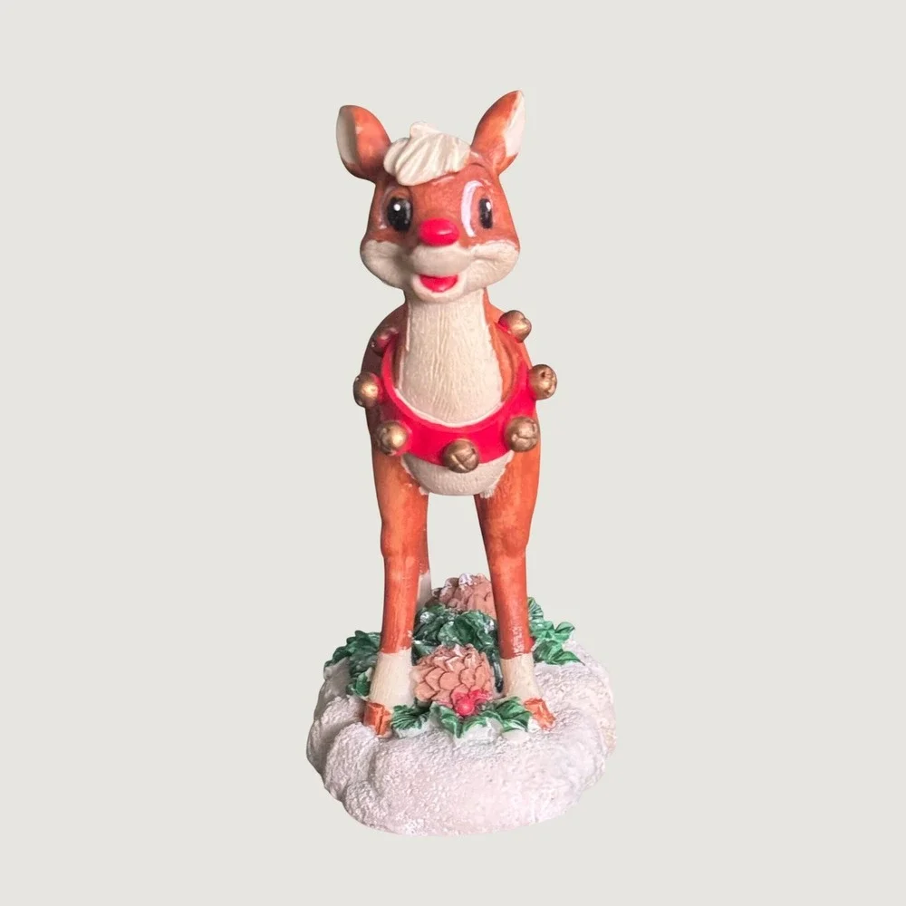 Rudolph the Red-Nosed Reindeer Figurine Christmas Holiday Decor Jingle Bells